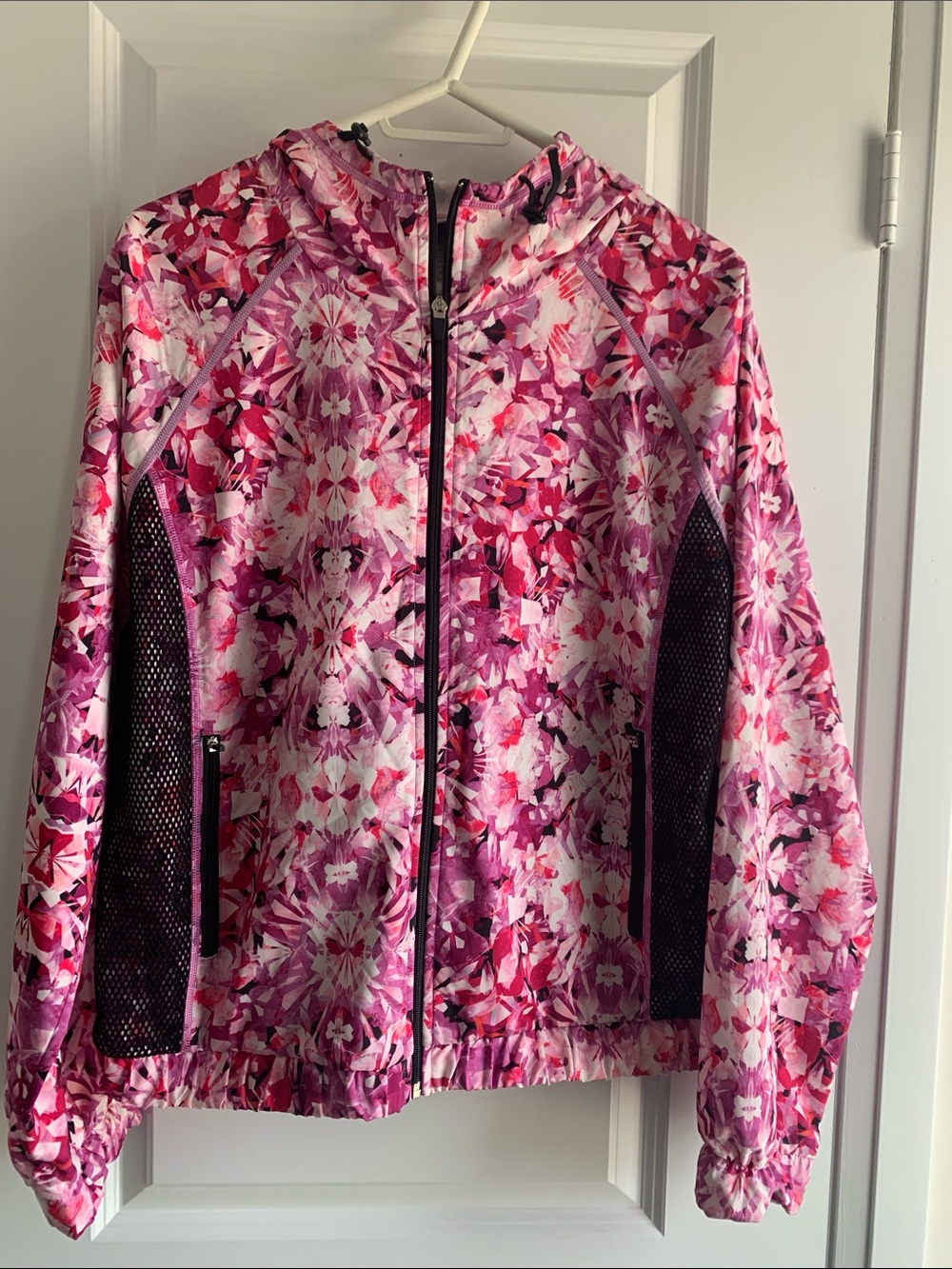 Champion Pink Floral Hooded Windbreaker Zip Jacket